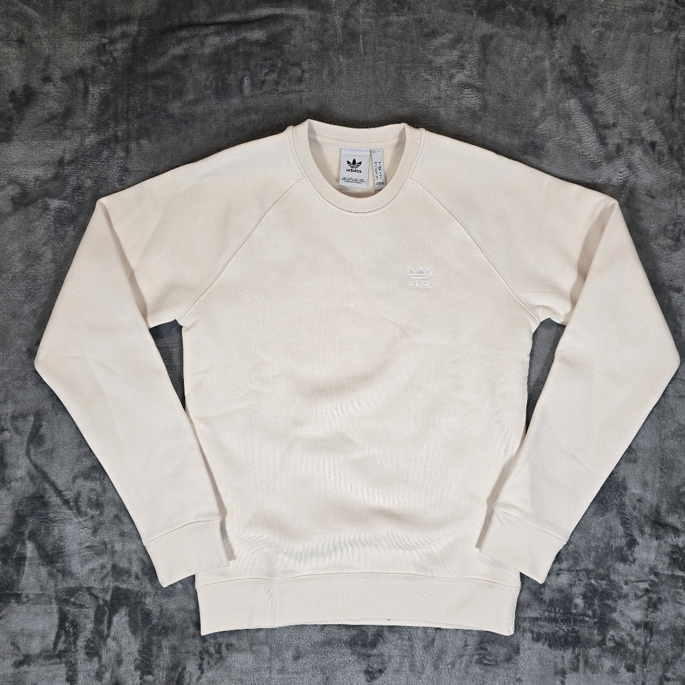 Adidas Originals Trefoil Essential Crewneck Sweatshirt Size Small Cream New NWT
